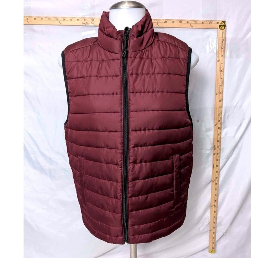 Aeropostale Remixed Down Puffer Vest ~ Men's XS ~ Burgundy Maroon Quilted Zip Up